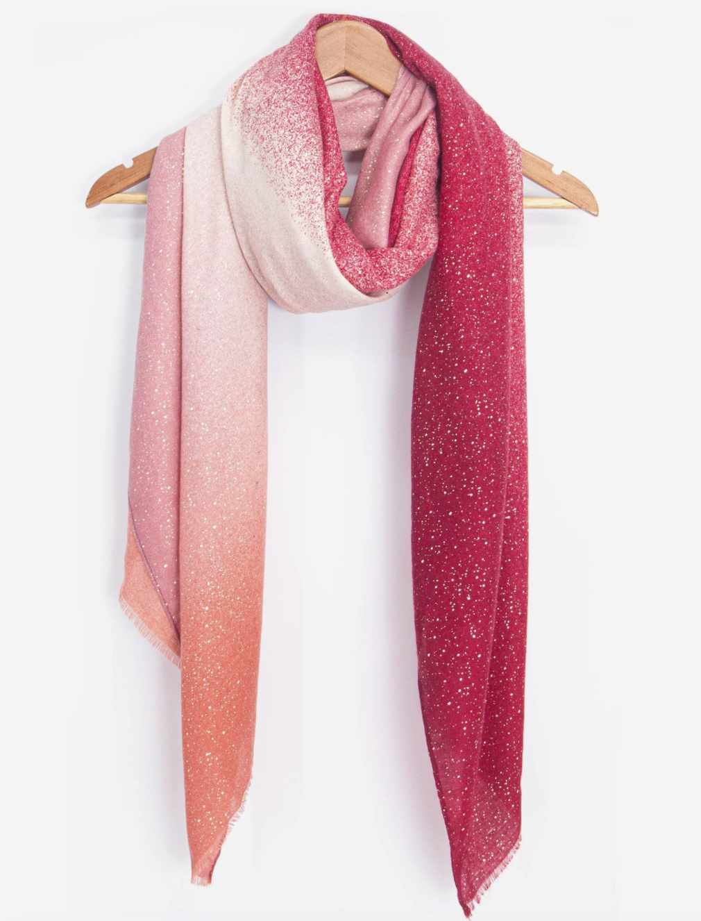 Hattie Lightweight Scarf | Red Ombre | Glitter Foil