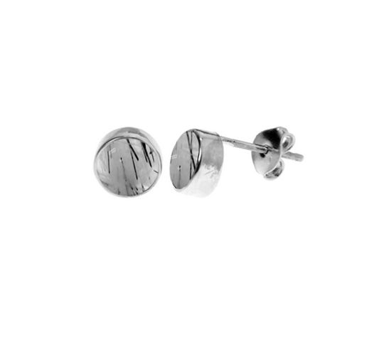 Tourmalated Quartz Round Stud Earrings