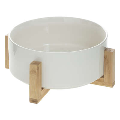 White Salad Bowl with Bamboo Stand