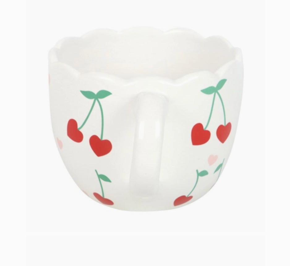 Scalloped Cherry Heart Mug | Valentine's Day Gift | Mother's Day Gift