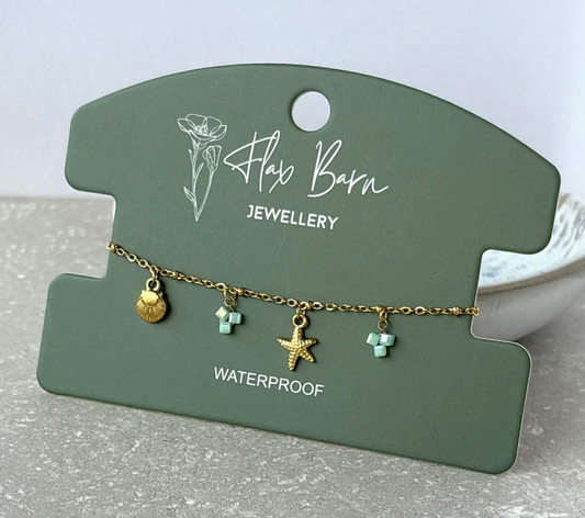 Sea Spray Charm Bracelet | Waterproof Gold Stainless Steel Jewellery