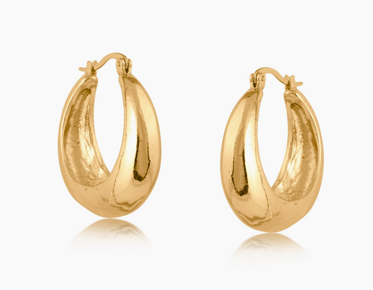 Sophia Organic Shaped Hoop Earrings | Gold Tone