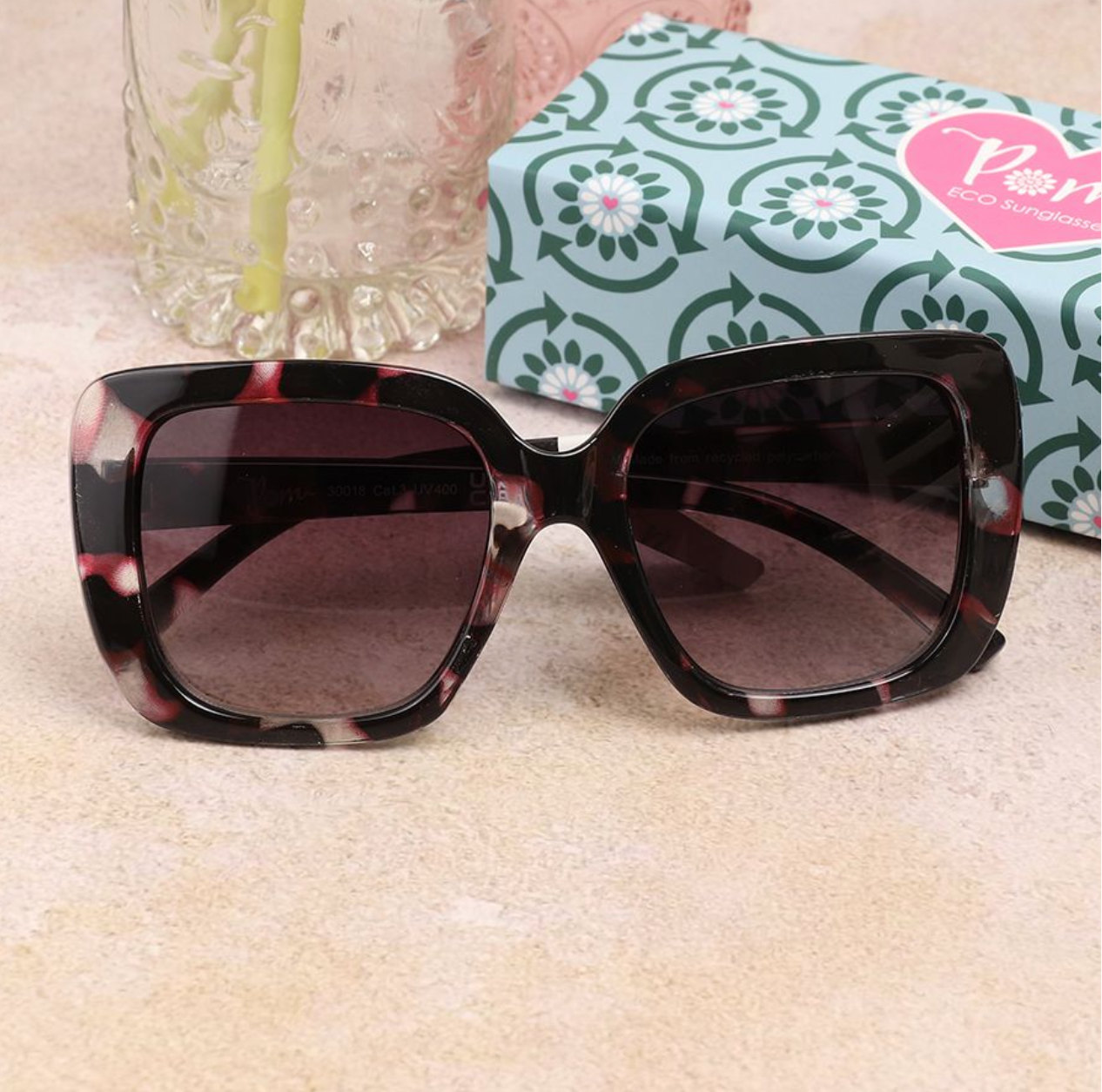 Recycled oversize square frame sunglasses