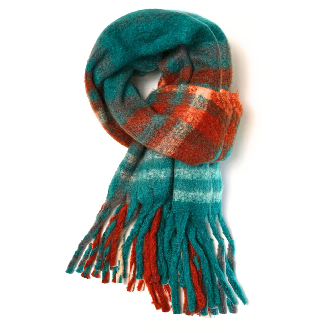 Teal Check Blanket Scarf