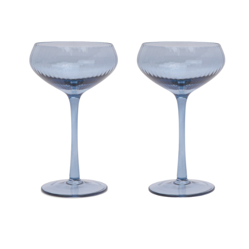 The Lou Coupe Cocktail Glasses |  Set of 2 | Blue | Here's How