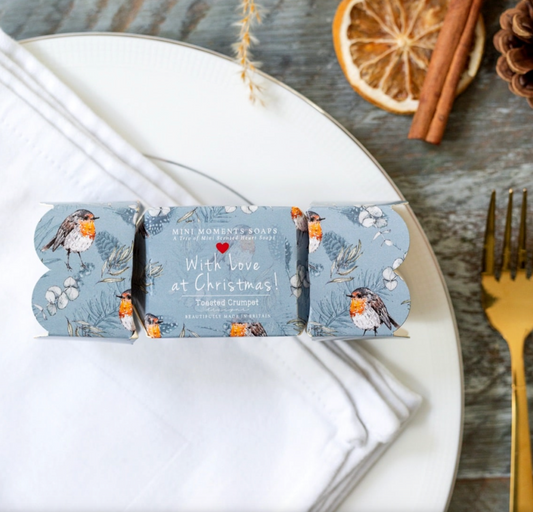 Trio of Heart Soaps | Christmas Robins | Cracker Packaging