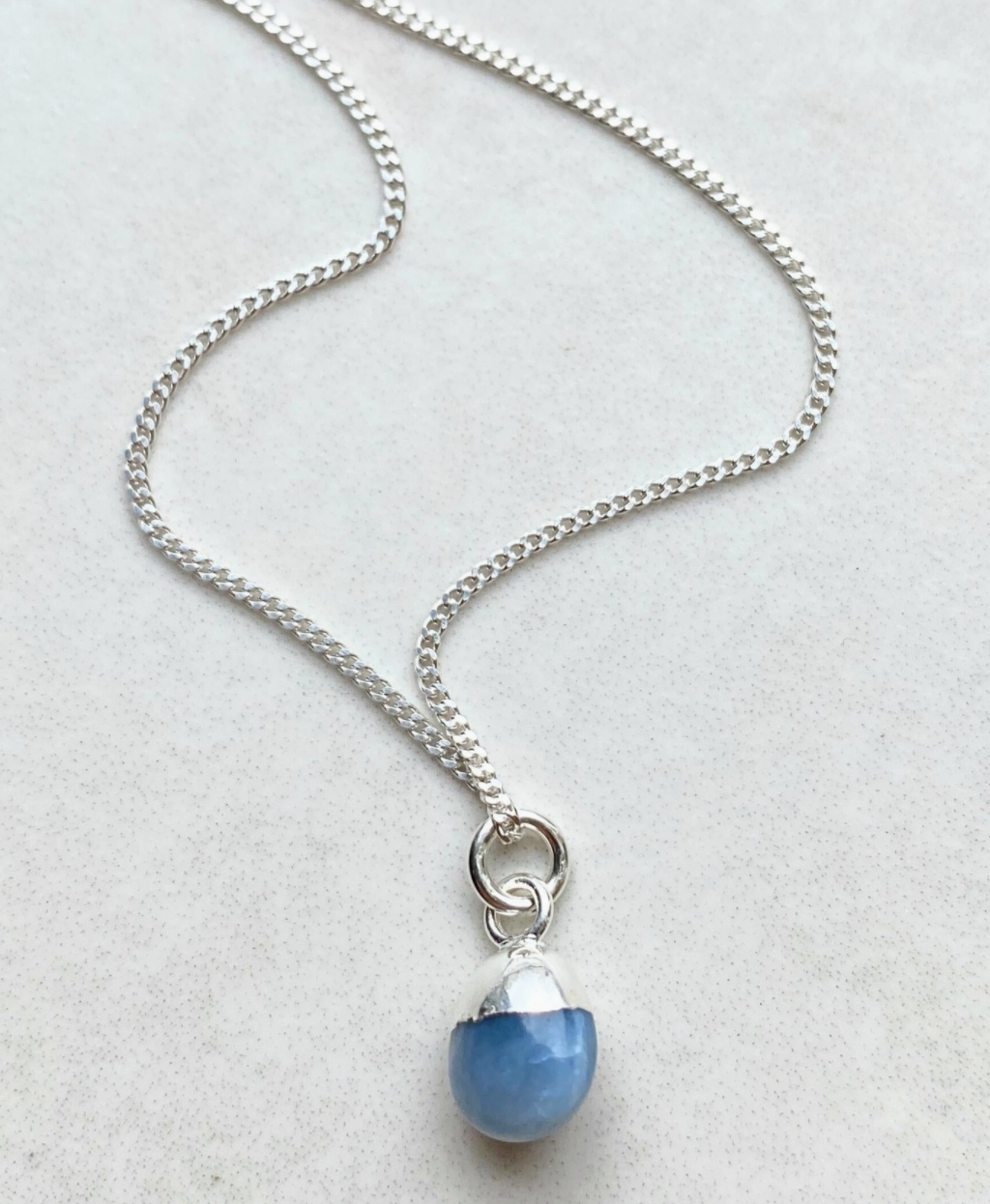 Tiny Tumbled Blue Opal Necklace