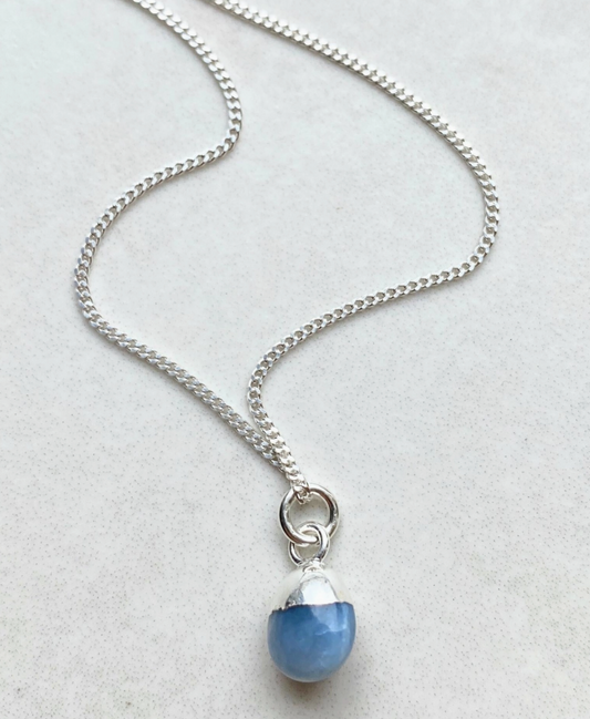 Tiny Tumbled Blue Opal Necklace