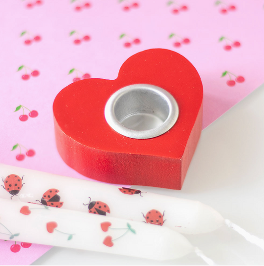 Red Love Heart Valentine's Day Taper Candle Holder