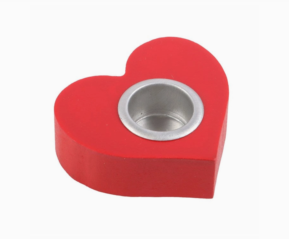 Red Love Heart Valentine's Day Taper Candle Holder