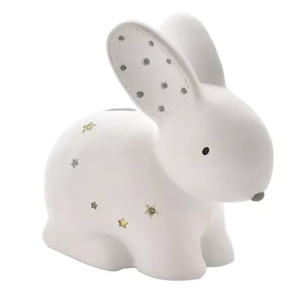 White Rabbit Money Box | New Baby Gift – Copper & Grey