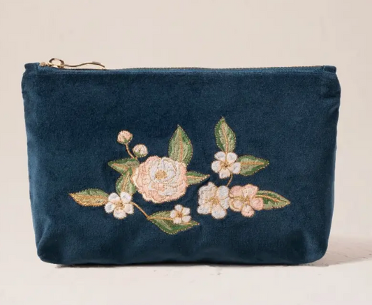 Elizabeth Scarlett Wild Rose Everyday Pouch | Velvet Cosmetic & Travel Pouch