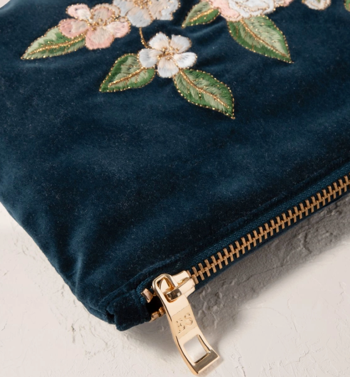 Elizabeth Scarlett Wild Rose Everyday Pouch | Velvet Cosmetic & Travel Pouch