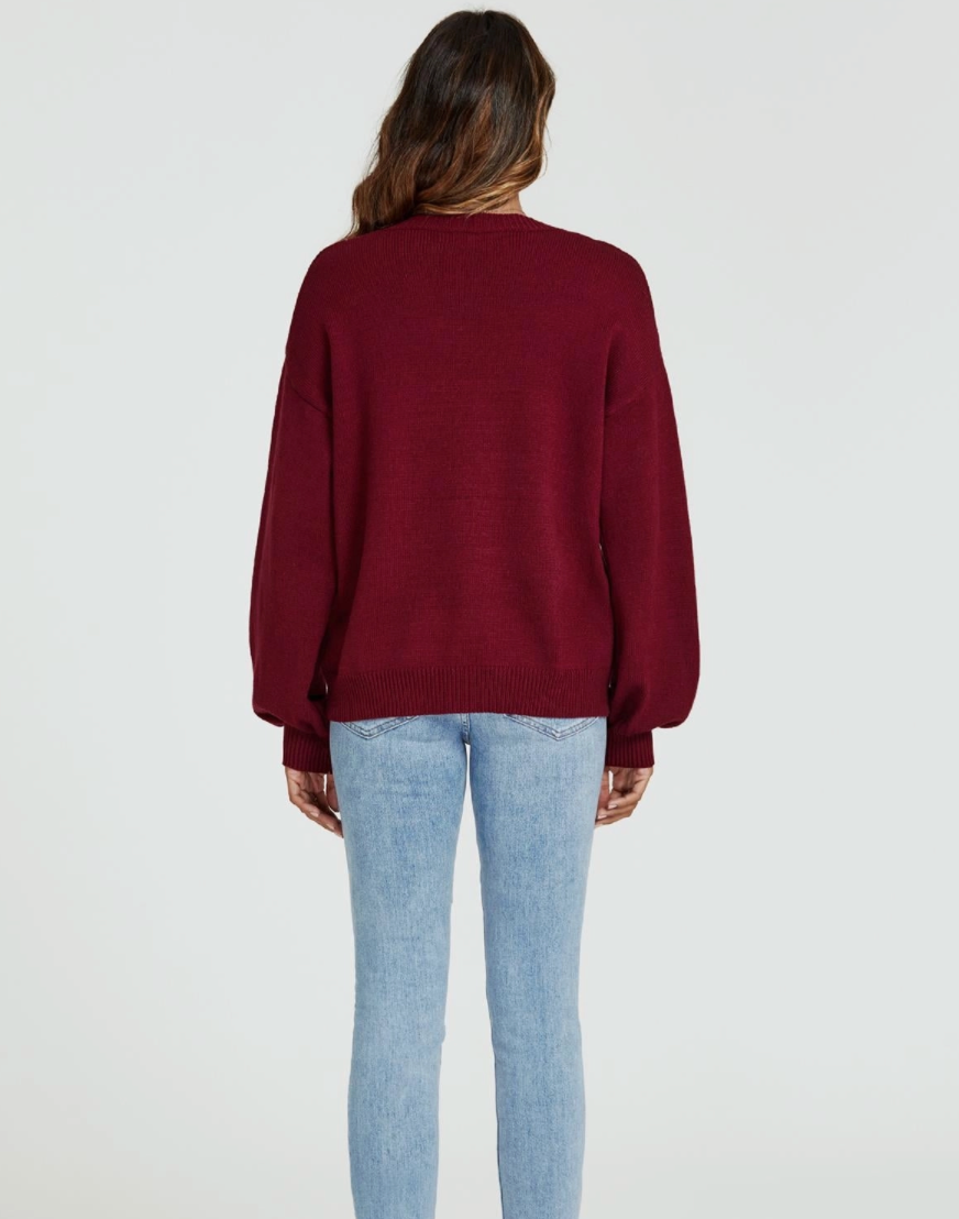 Cosy Bow Jumper | Wine