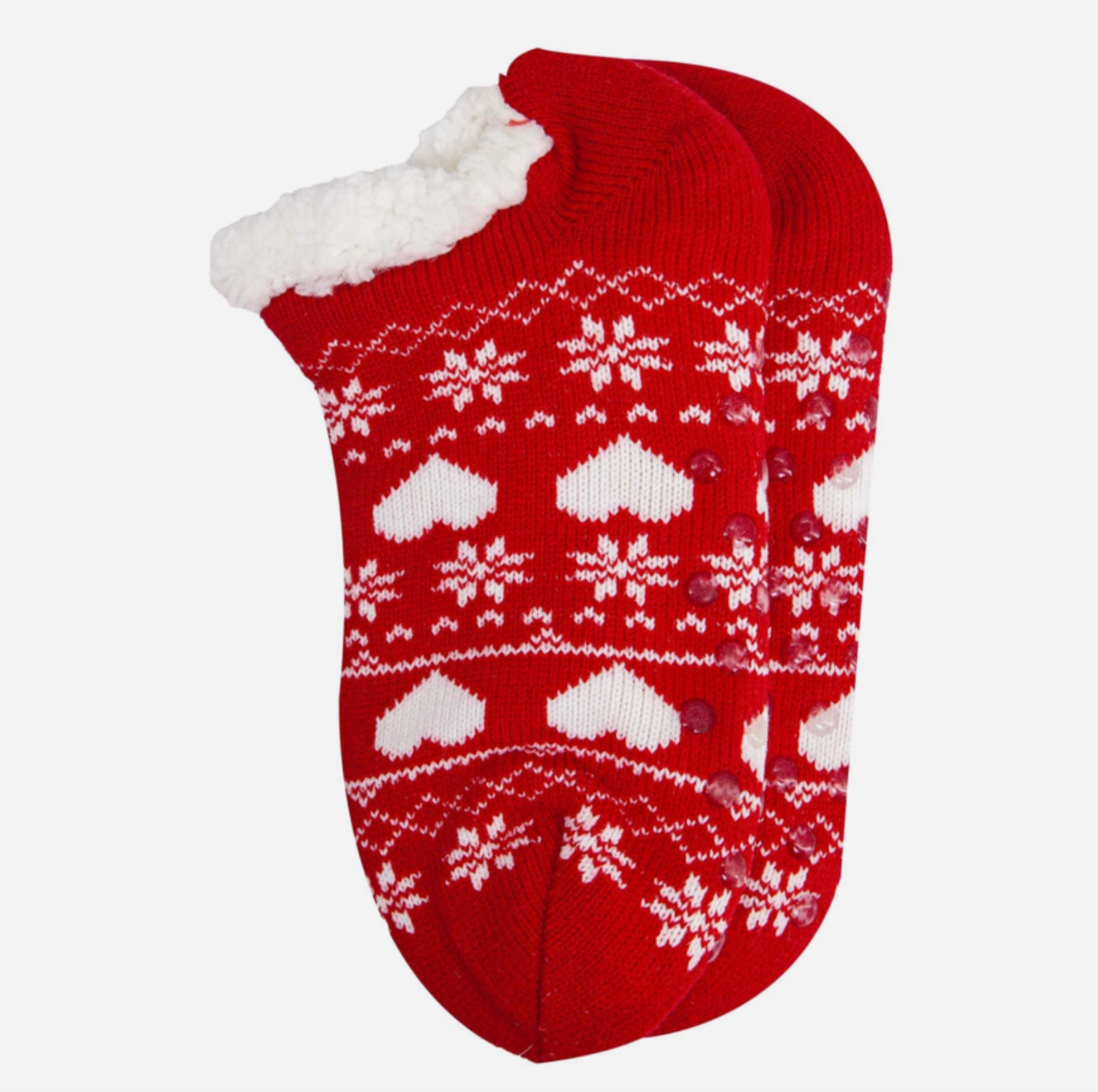 Women’s Red Fair Isle Slipper Socks | Size 3-7