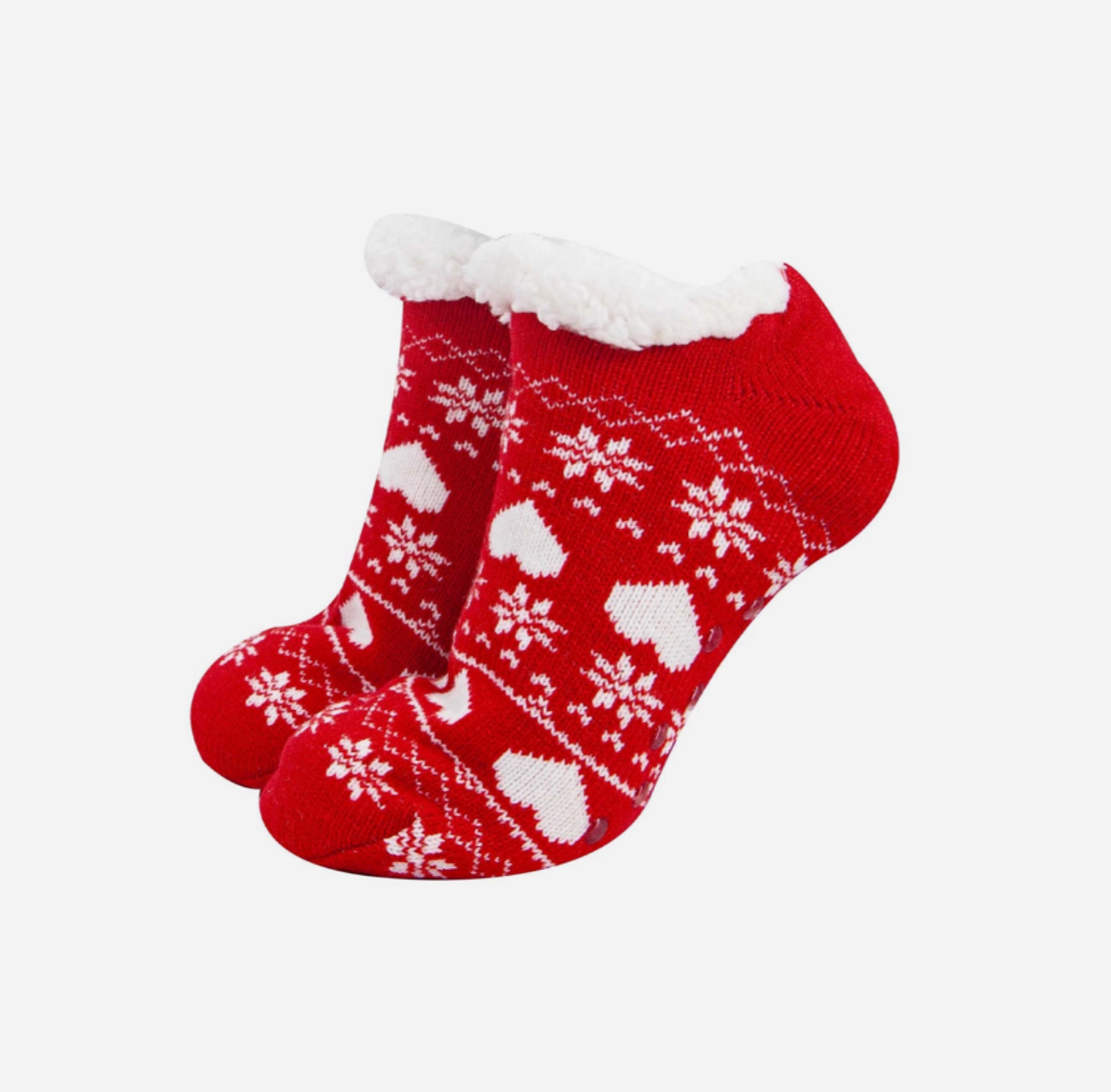 Women’s Red Fair Isle Slipper Socks | Size 3-7