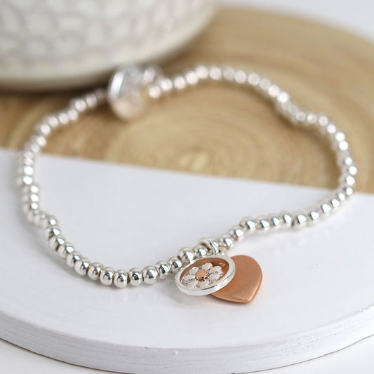 POM Triple Chain Bracelet with Rose Gold and Silver Plated Star Charms