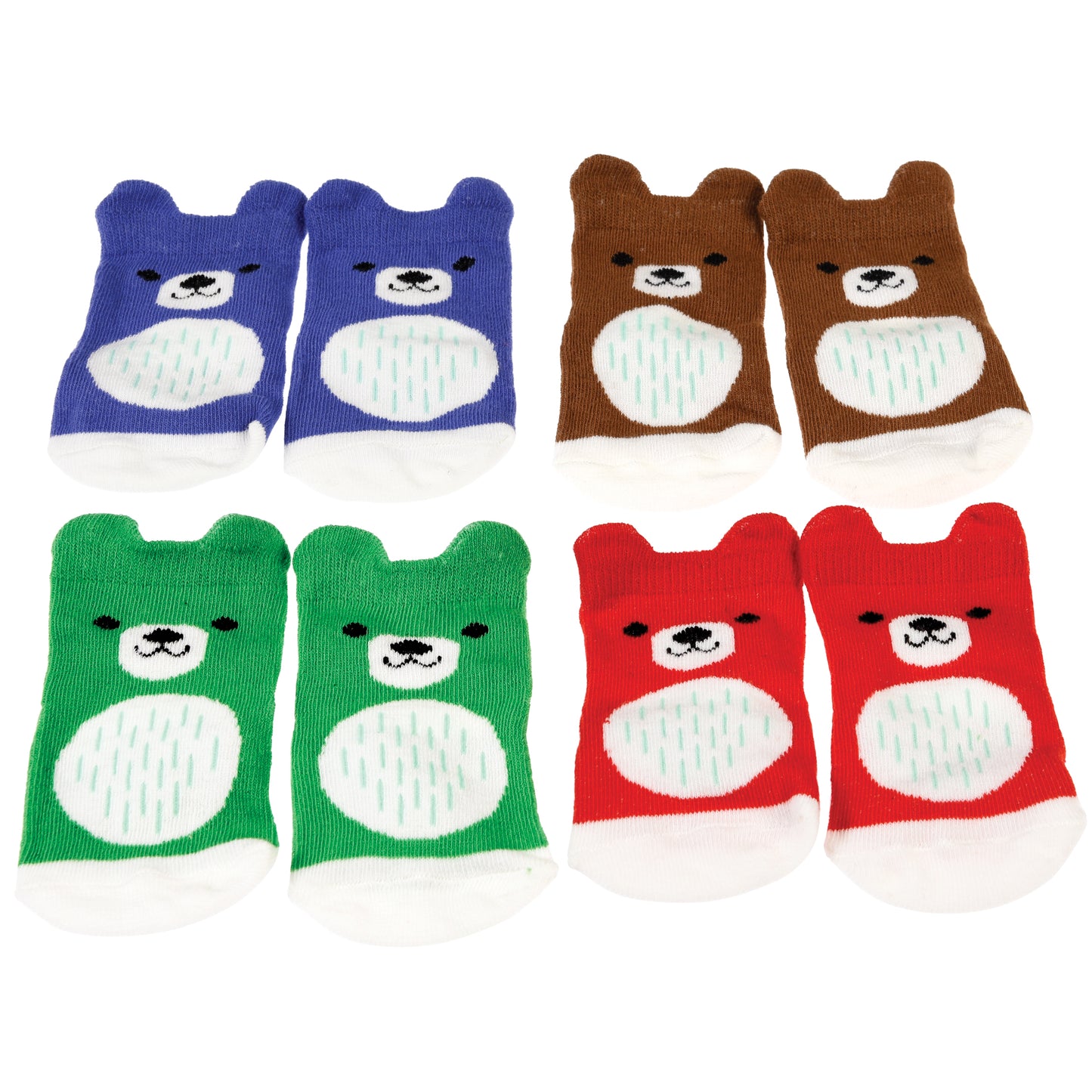 Bear Design Baby Socks - Box of 4 Pairs