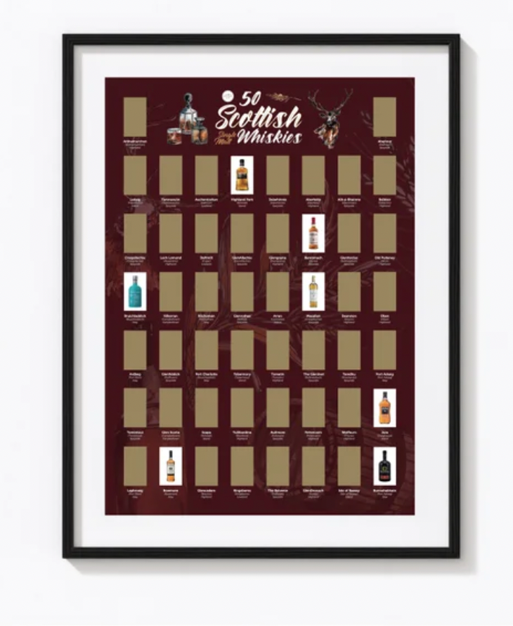 50 Scottish Whiskies Scratch Poster