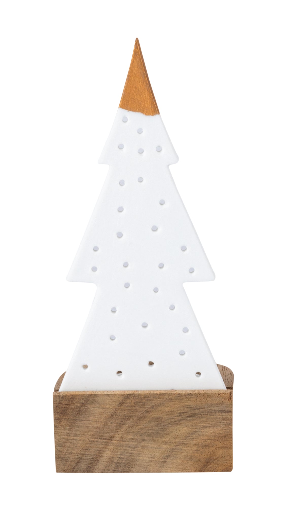 White Porcelain Christmas Tree Tealight Holder with Gold Tip