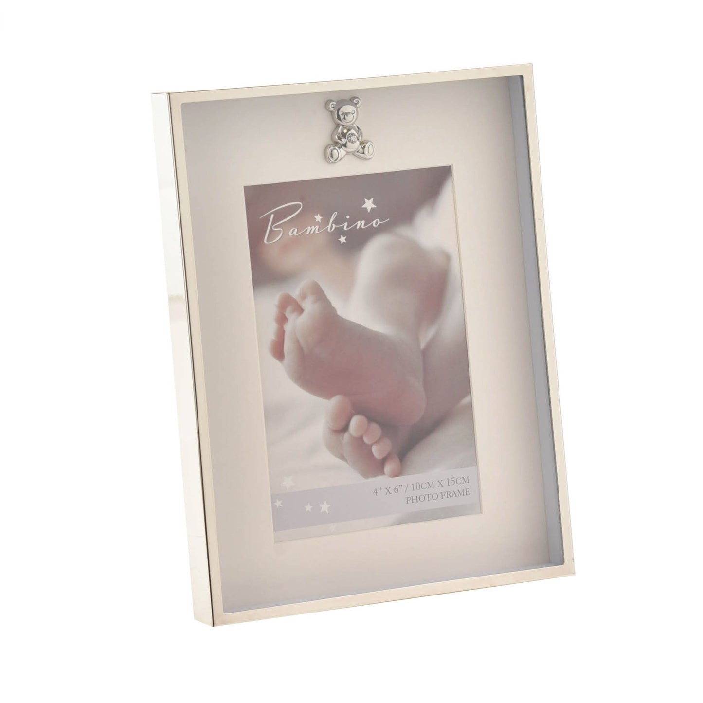Bambino Silver Plated New Baby Photo Frame Teddy Icon 4" x 6"