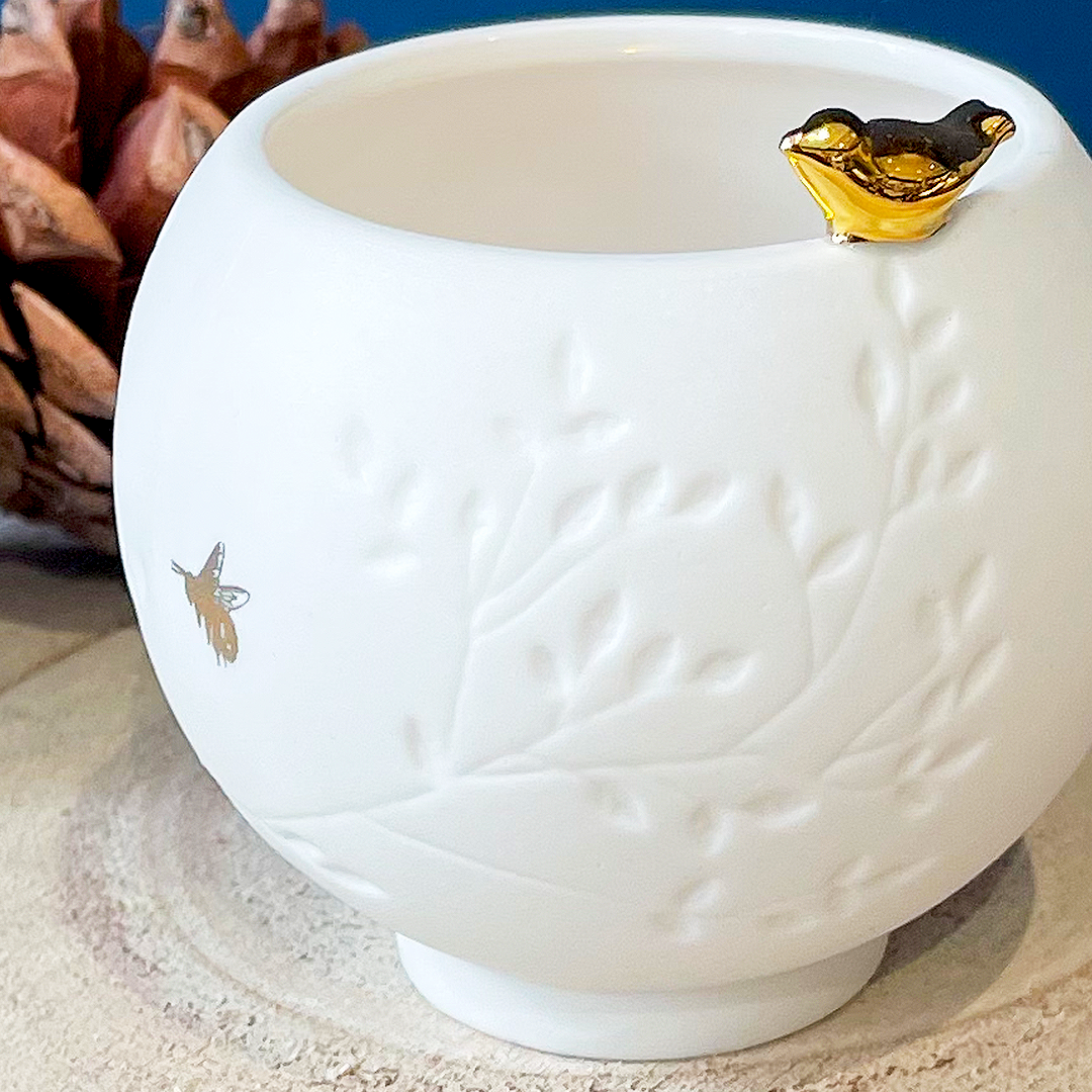 Gold Bird Tea Light Holder