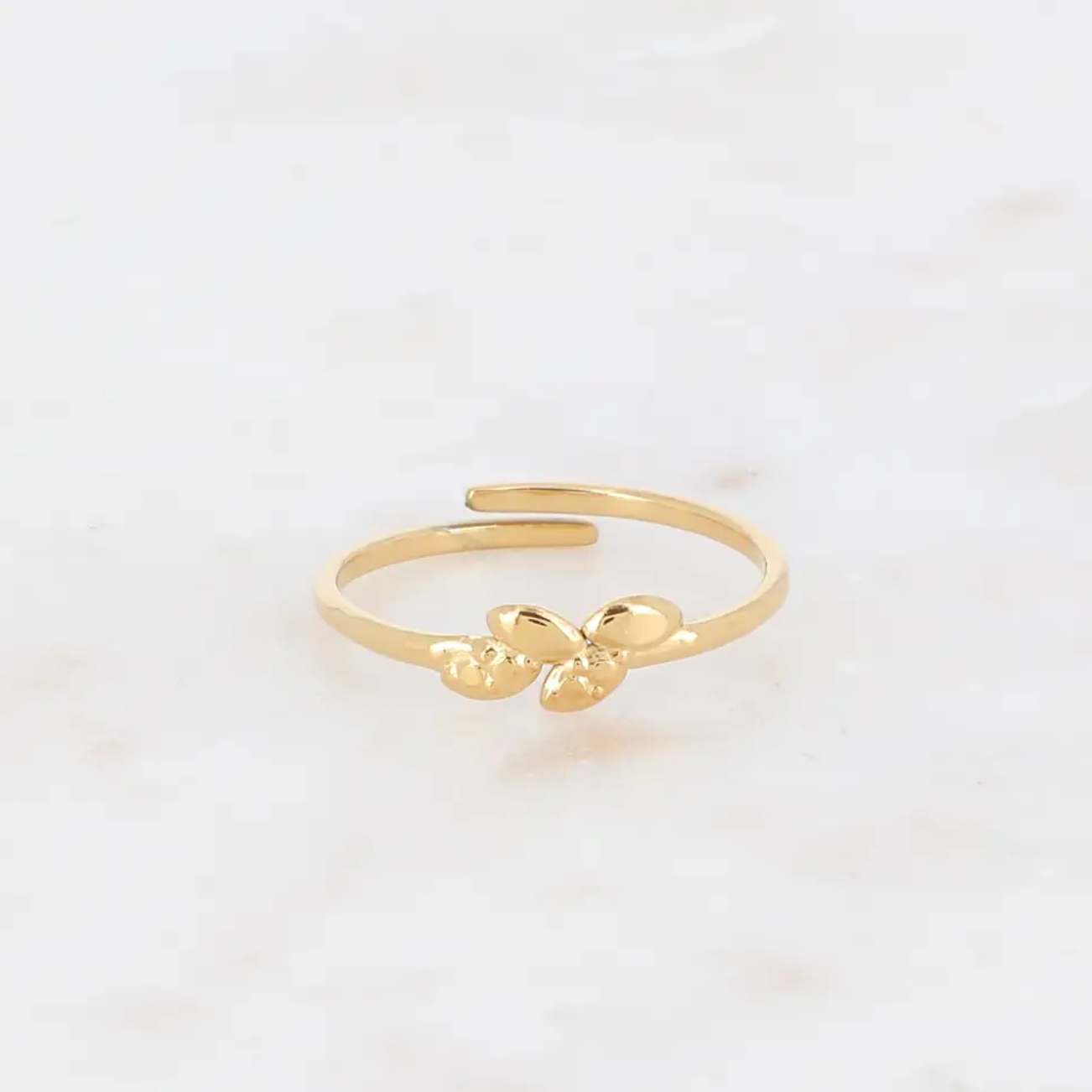 Gold Tone Elenisse Leaf Adjustable Ring