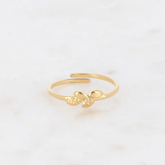 Gold Tone Elenisse Leaf Adjustable Ring