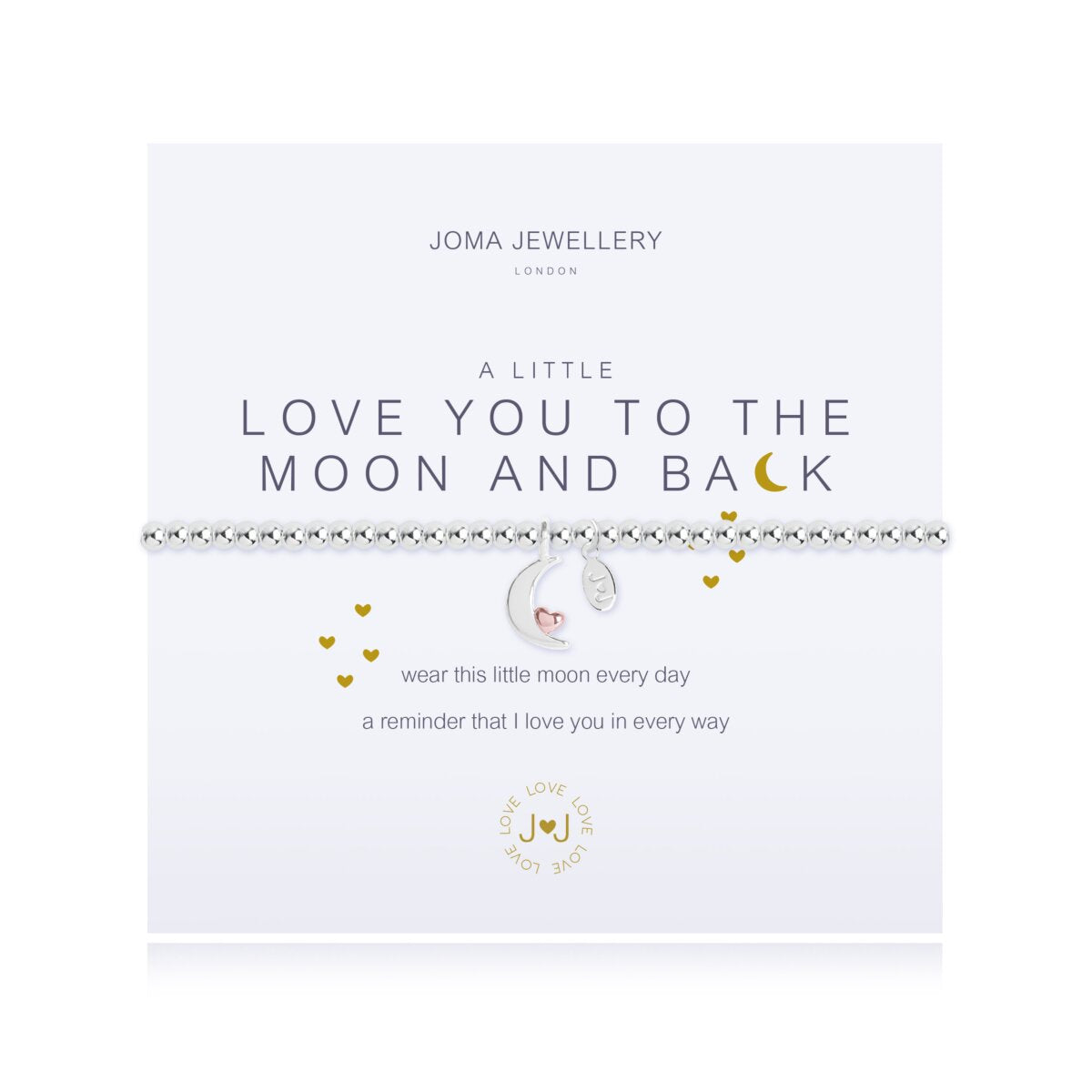 Joma Jewellery Love You To The Moon & Back Silver Plated Bracelet with Moon & Heart Charm on Presentation Card