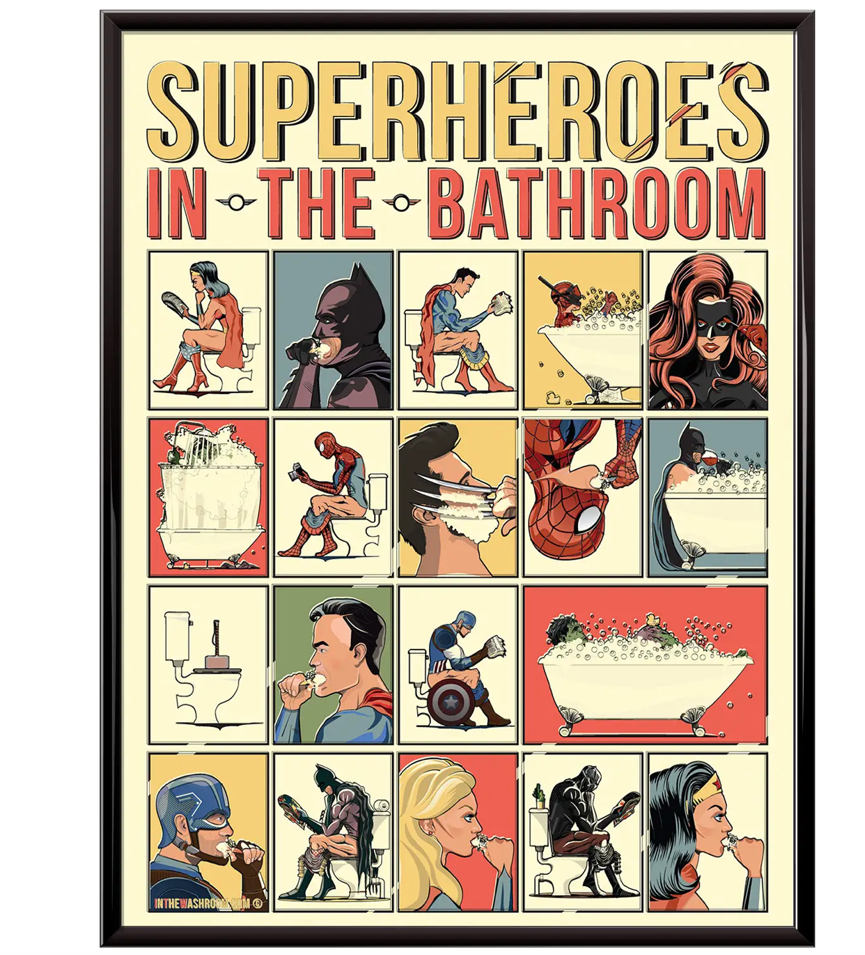 Superheroes in the Bathroom - A3 Print
