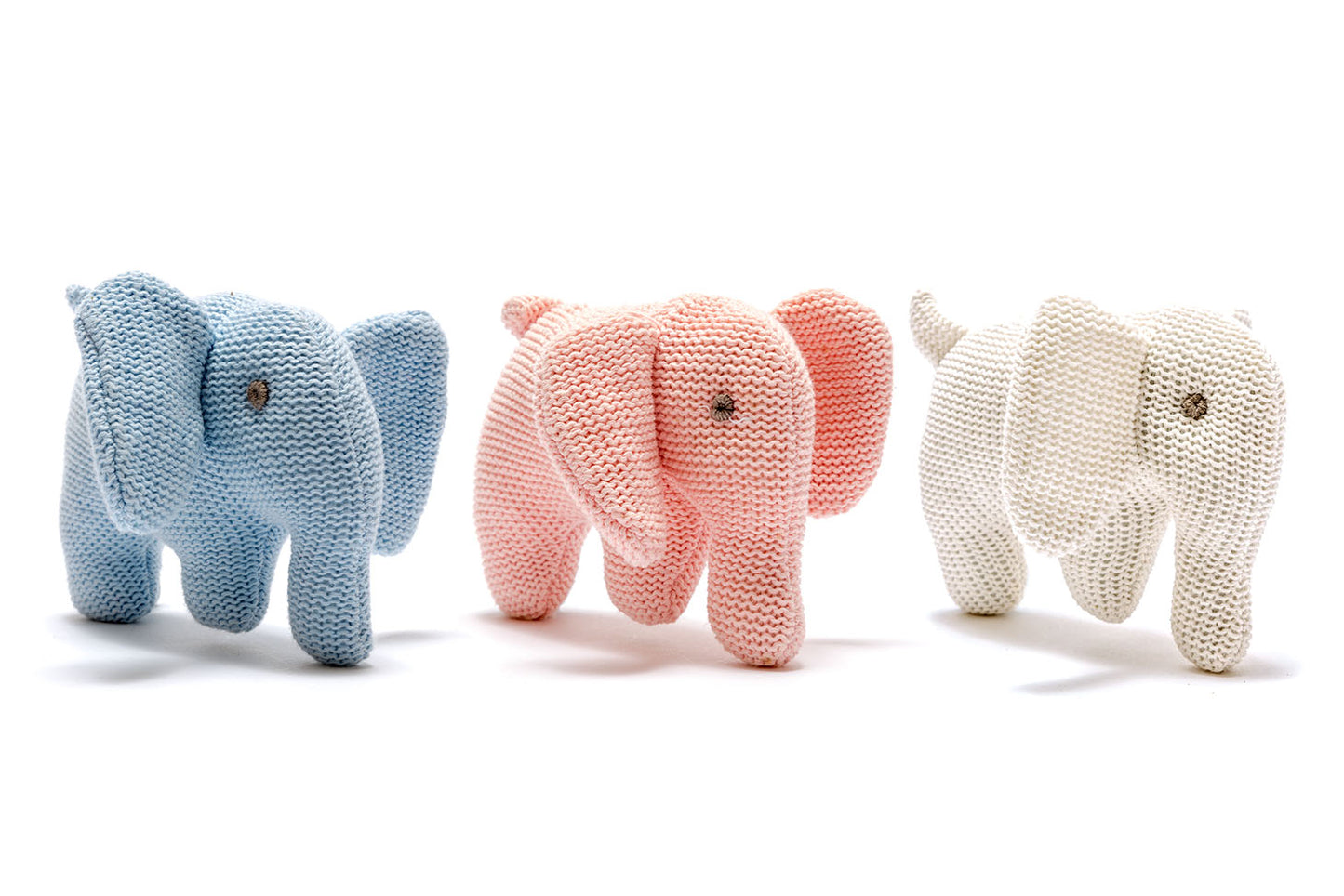 knitted elephant baby rattle