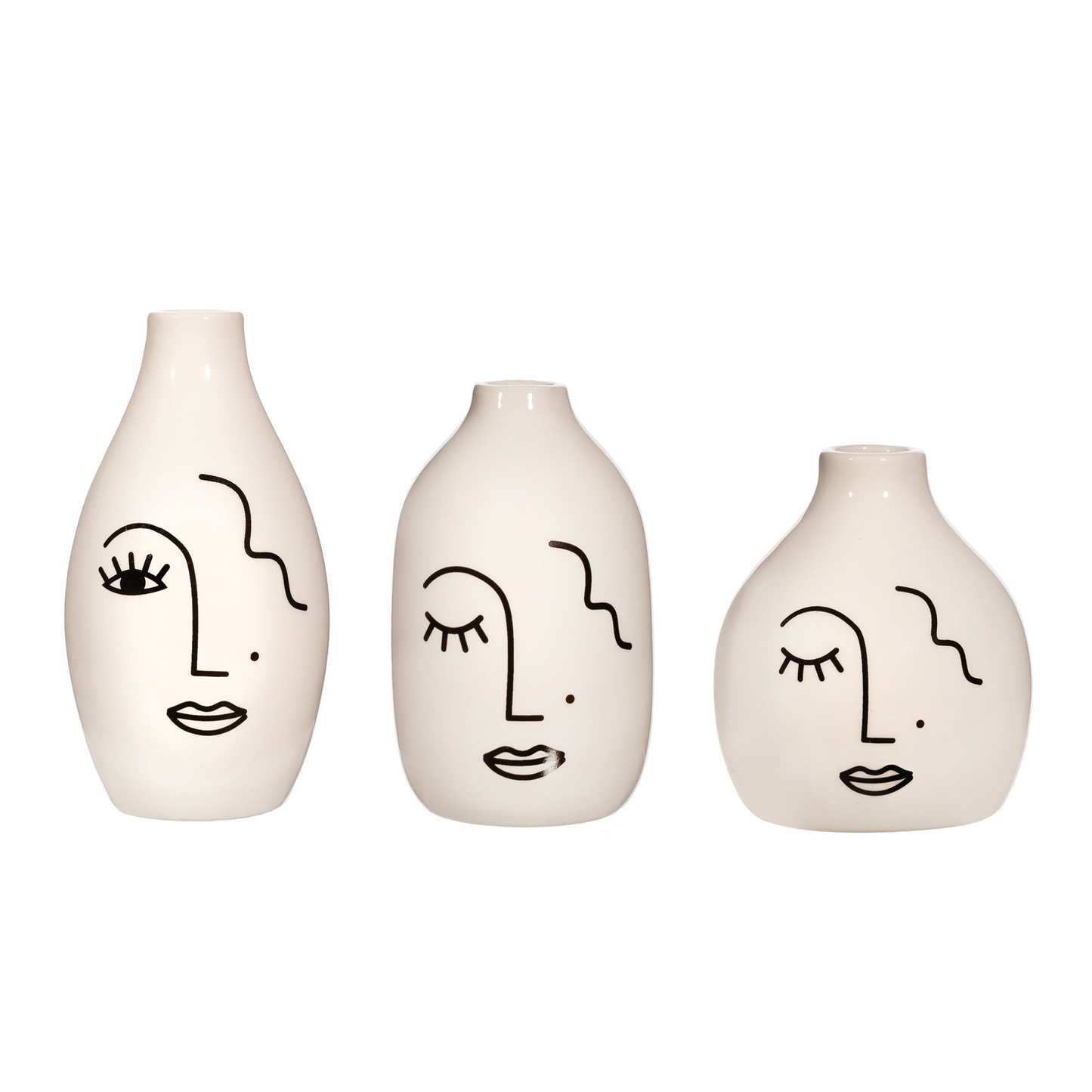 Minimalist Abstract Face Vases - Set of 3