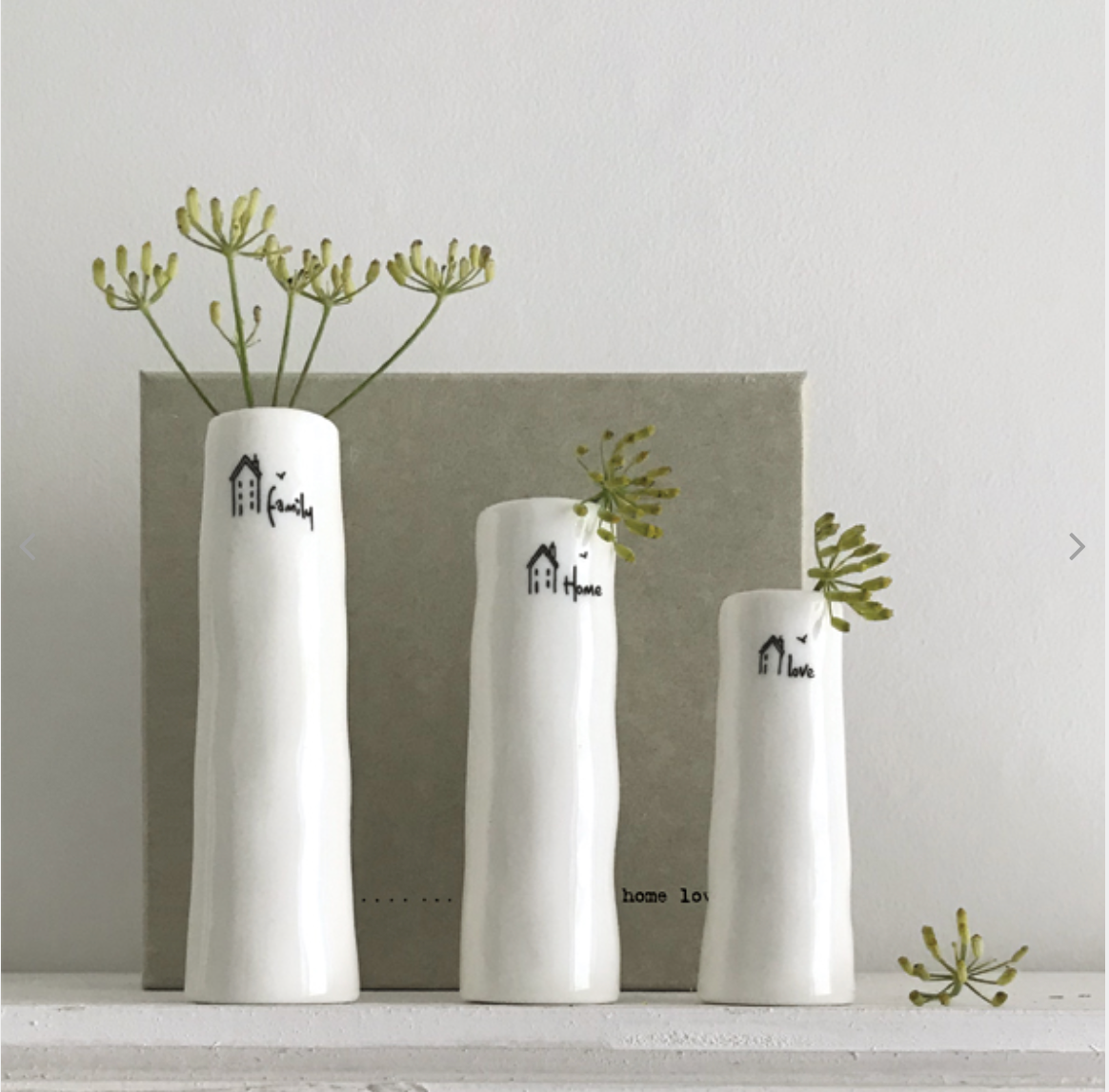 Family, Love, Home Trio of Vases