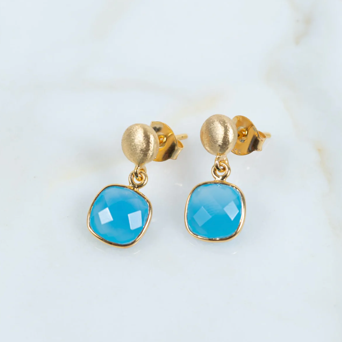 Iseo Blue Chalcedony & Gold Vermeil Drop Earrings