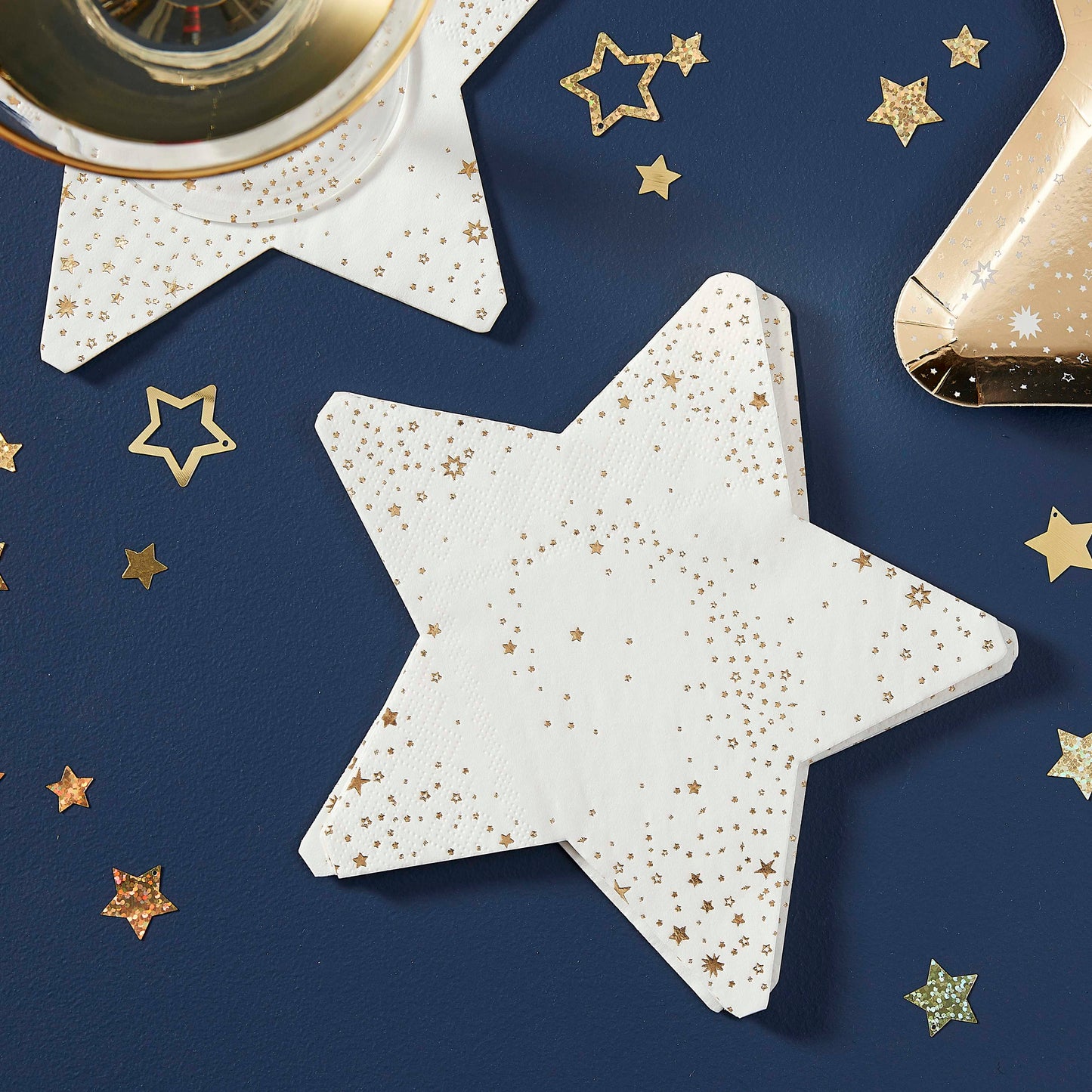 Gold Foil Star Paper Cocktail Christmas Napkins