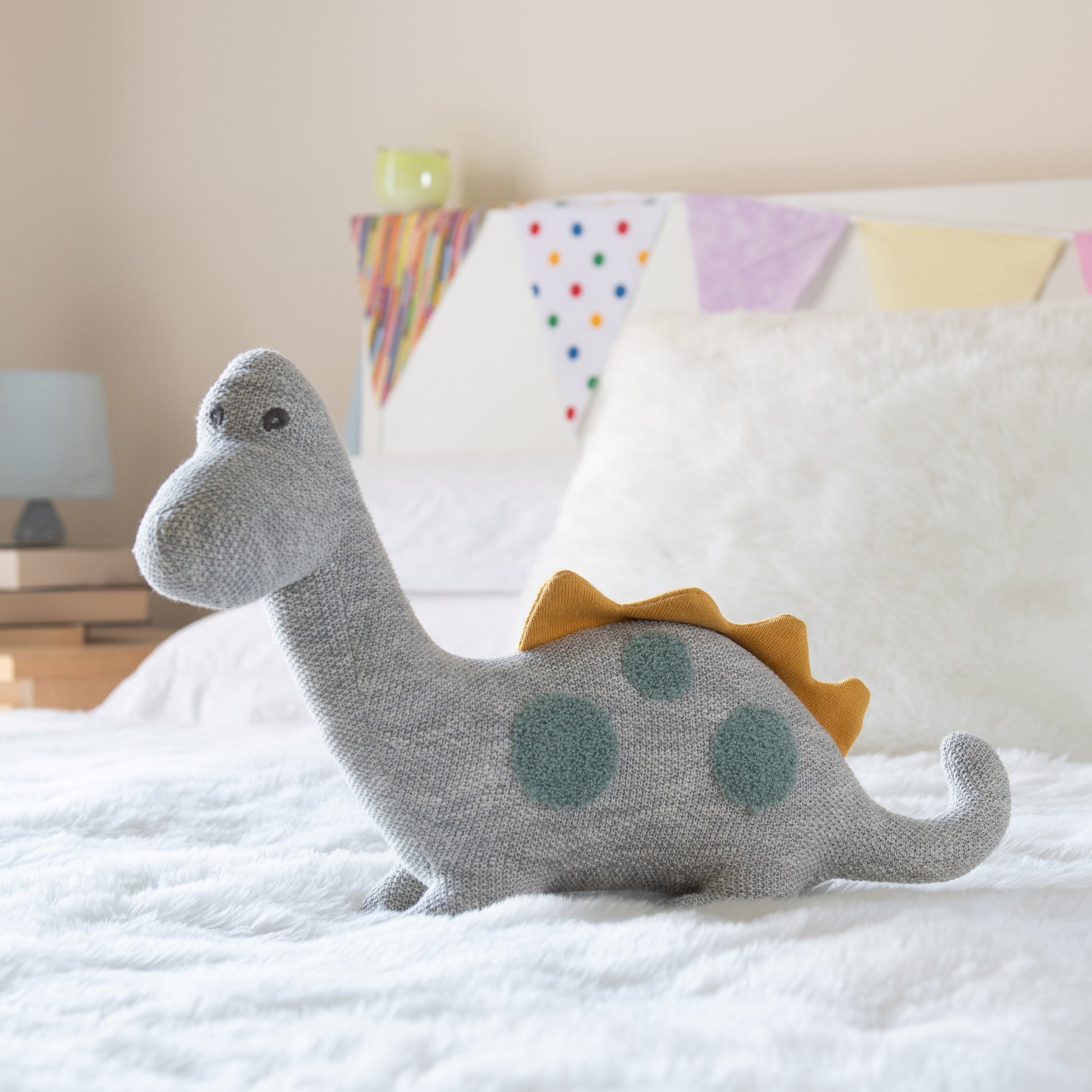 knitted organic dinosaur toy
