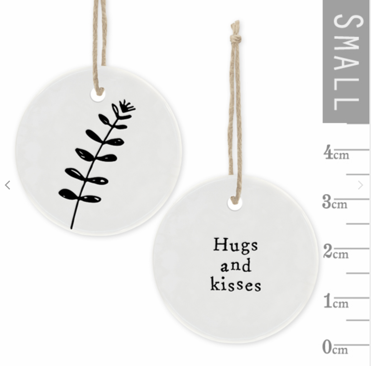 hugs and kisses white porcelain keepsake token dimensions