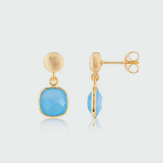 Iseo Blue Chalcedony & Gold Vermeil Drop Earrings