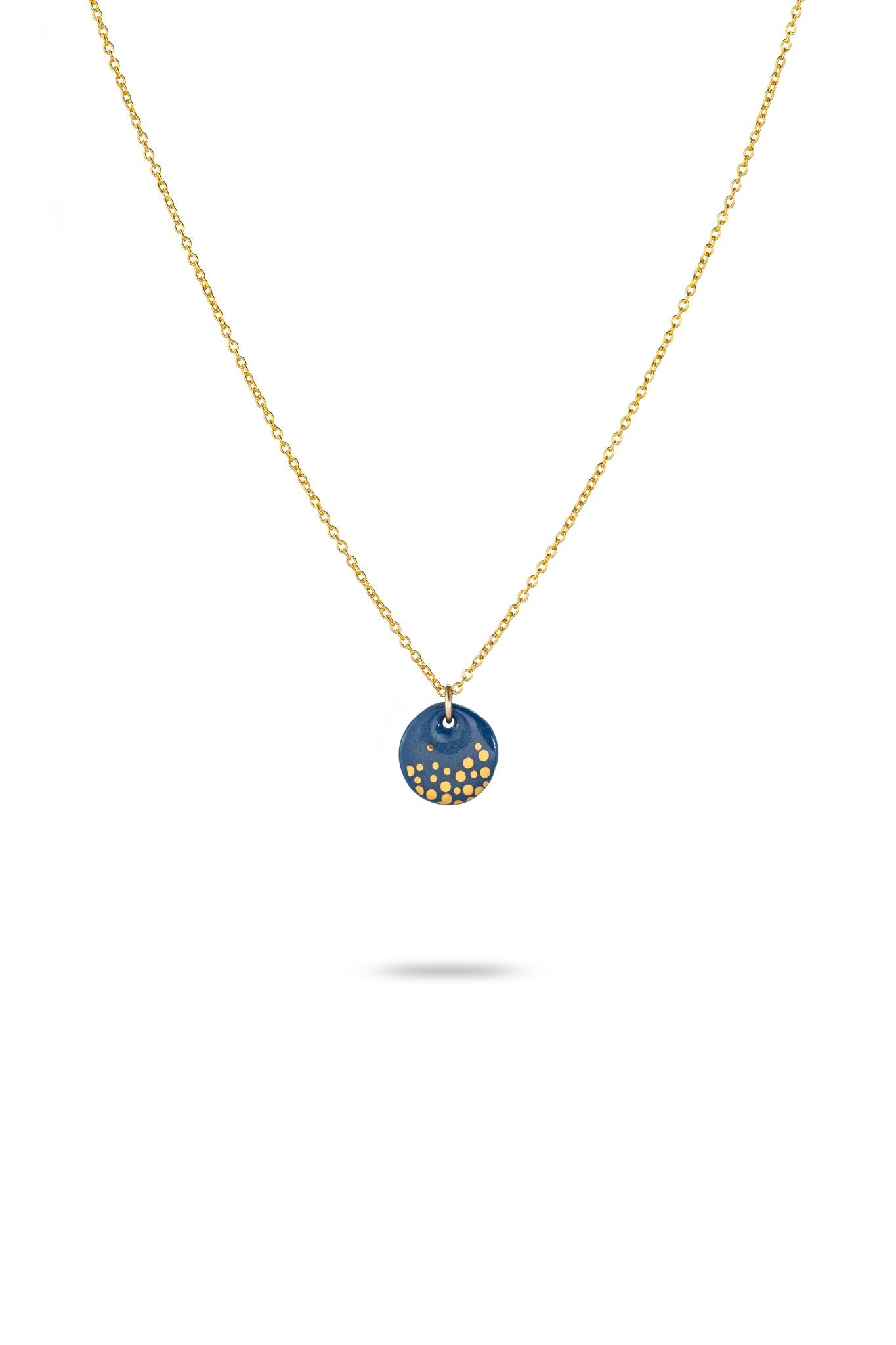 Navy & Gold Dot Porcelain Necklace