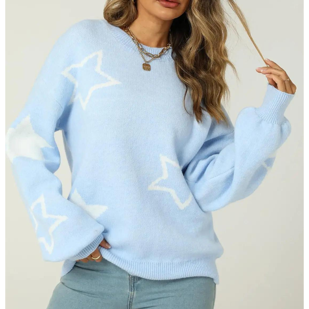 Powder Blue & White Stars Jumper