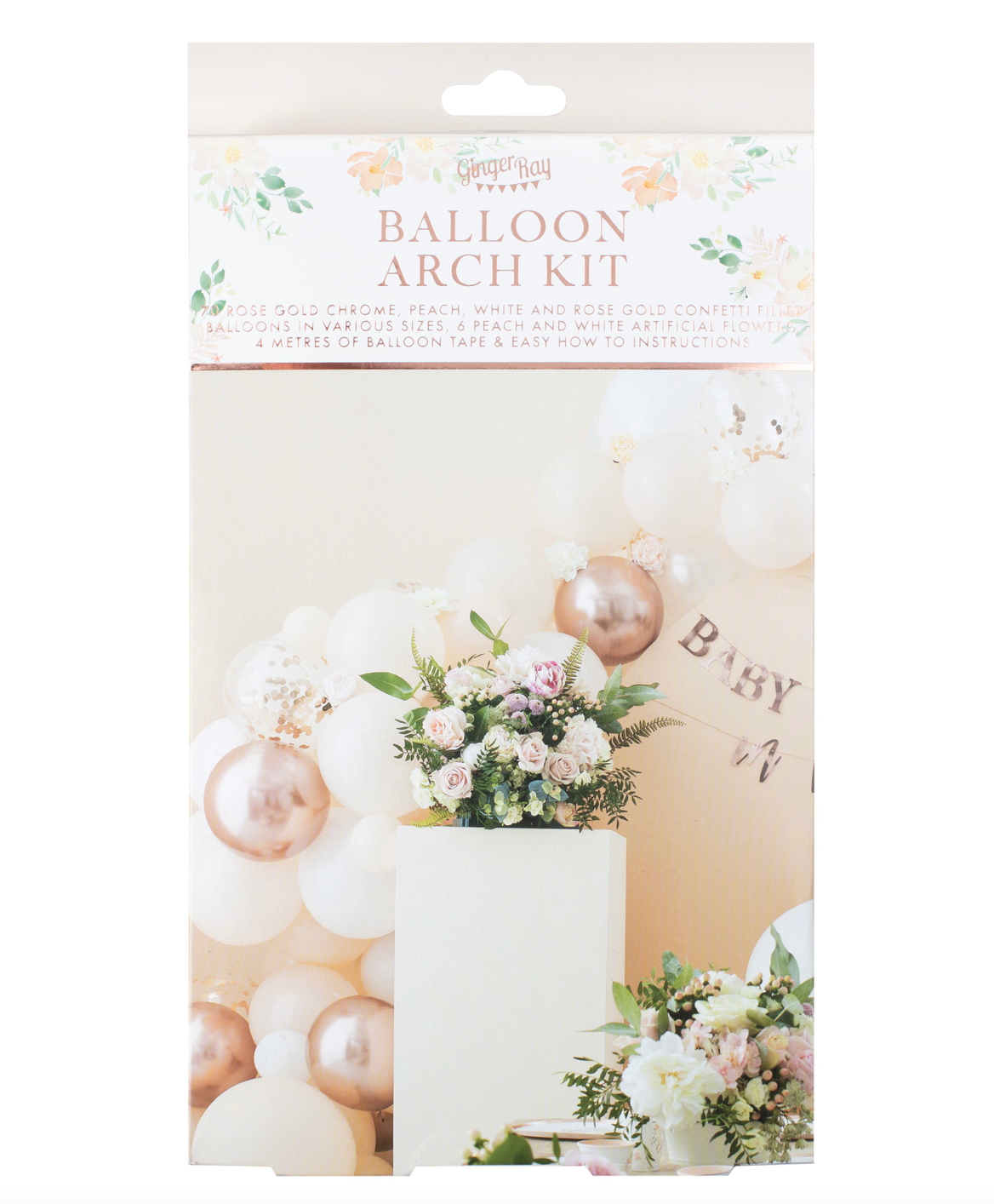 Peach, White and Rose Gold Balloon Arch