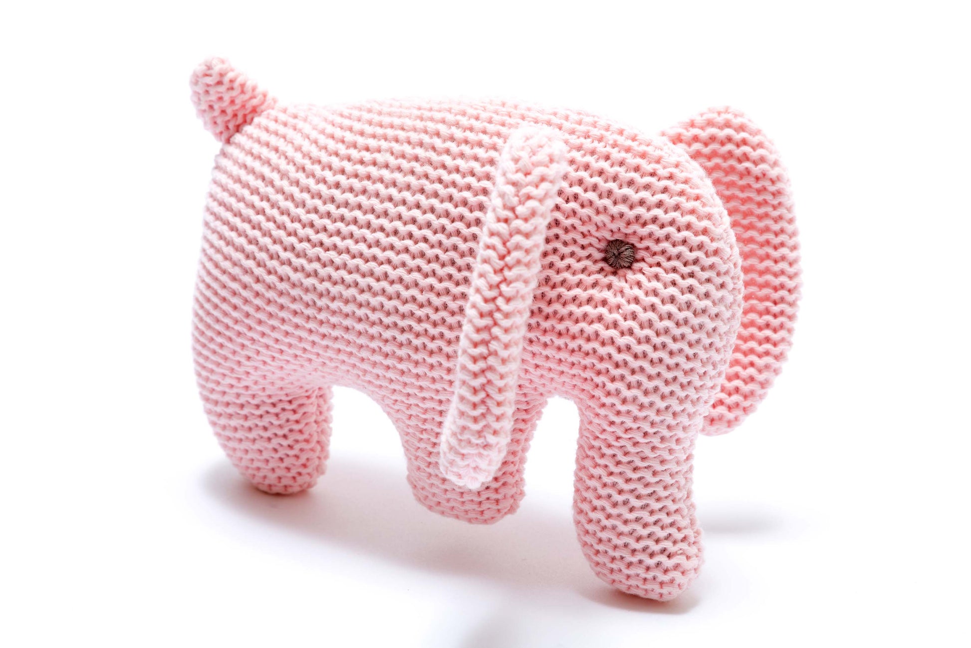 Pink knitted elephant rattle