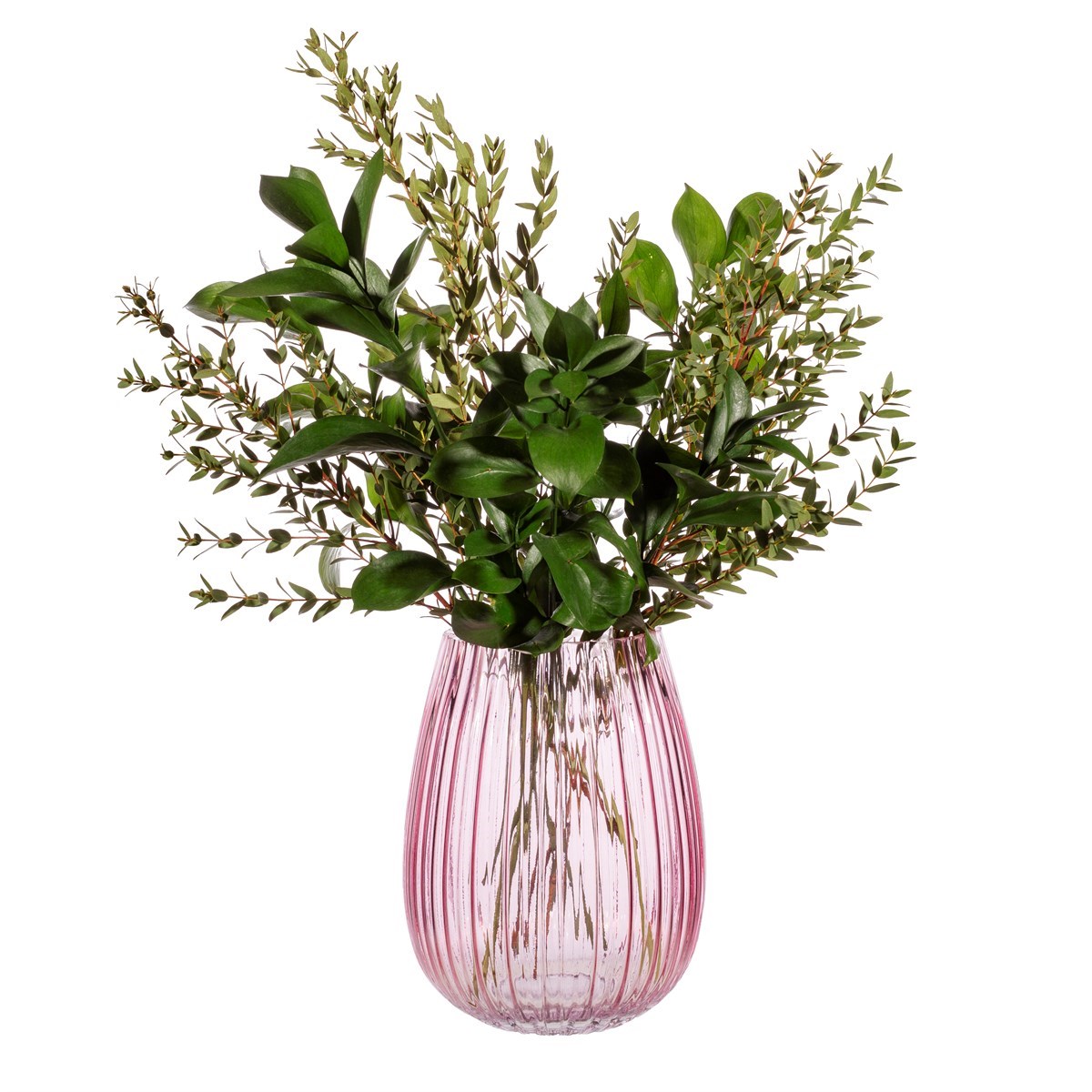 pink glass vase for flowers