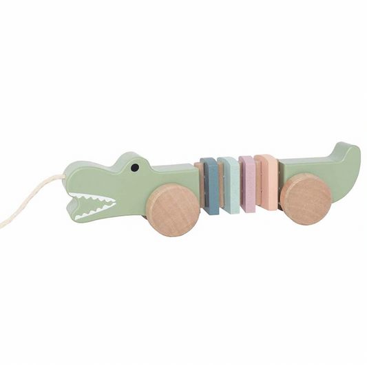 Pull along wooden crocodile toy 