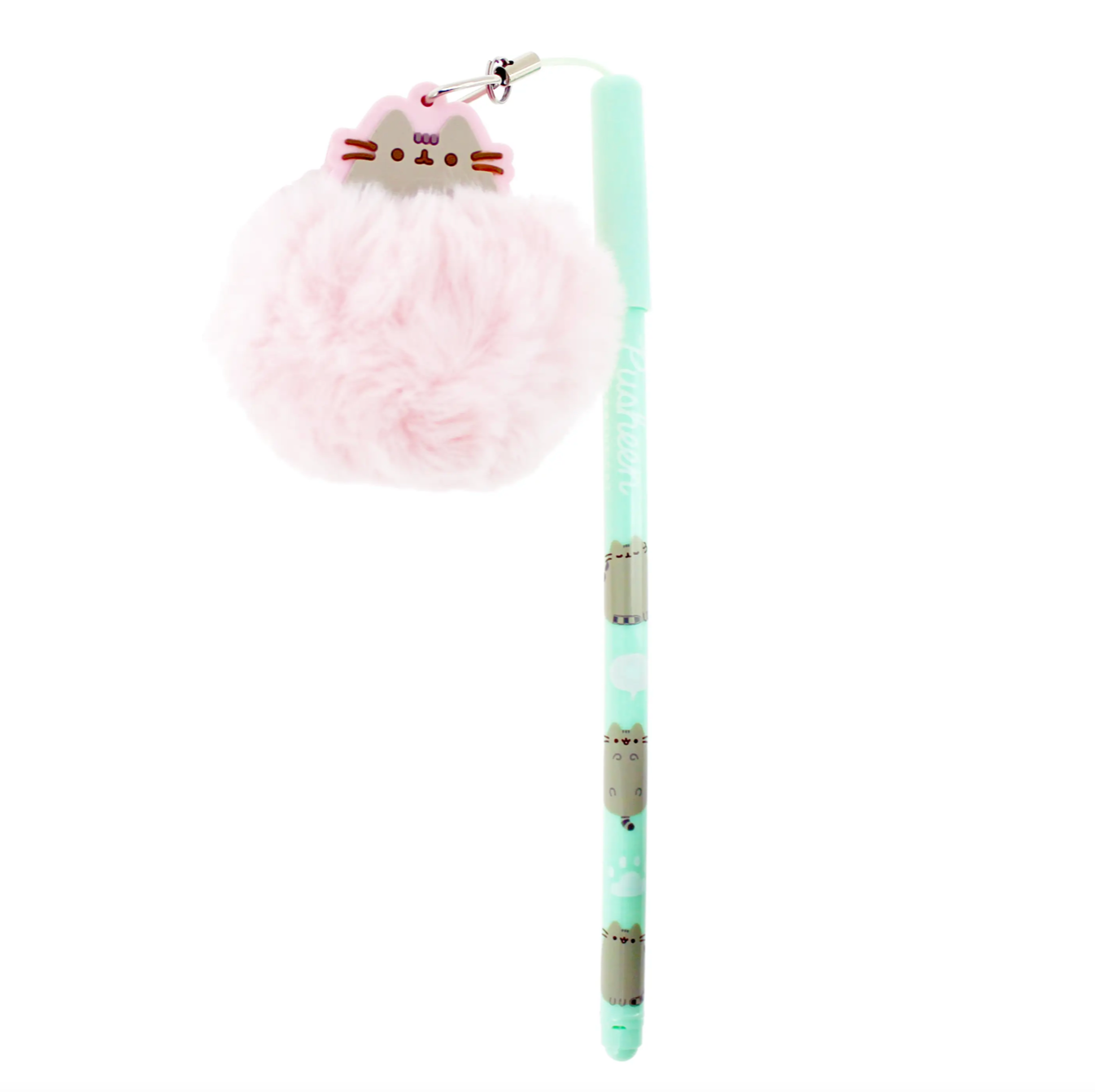 Pusheen ball pen with pink fluffy pushes pom-pom topper