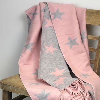Baby Pink & Grey Reversible Star Cosy Scarf