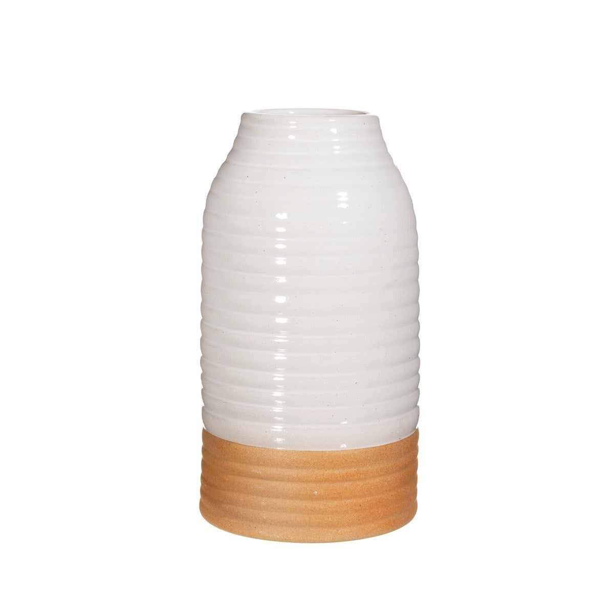 Rustic White Half-Glazed Vase