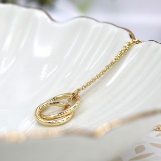 Golden linked double hoop necklace