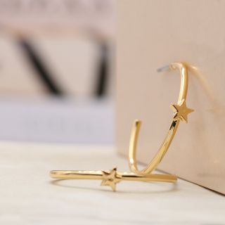 Golden open hoop and star earrings