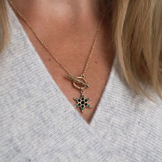 Golden and black crystal star T-Bar necklace